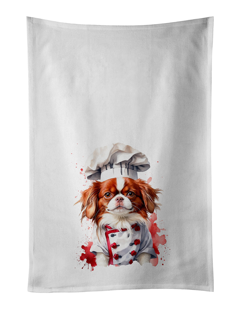 Japanese Chin Chef Kitchen Towel Set of 2 White Dish Towels Decorative Bathroom Hand towel for Hand, Face, Hair, Yoga, Tea, Dishcloth, 19 X 28", White