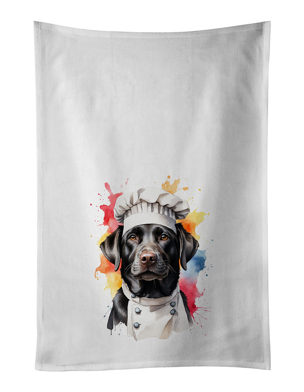 Labrador Retriever Chef Kitchen Towel Set of 2 White Dish Towels Decorative Bathroom Hand towel for Hand, Face, Hair, Yoga, Tea, Dishcloth, 19 X 28", White