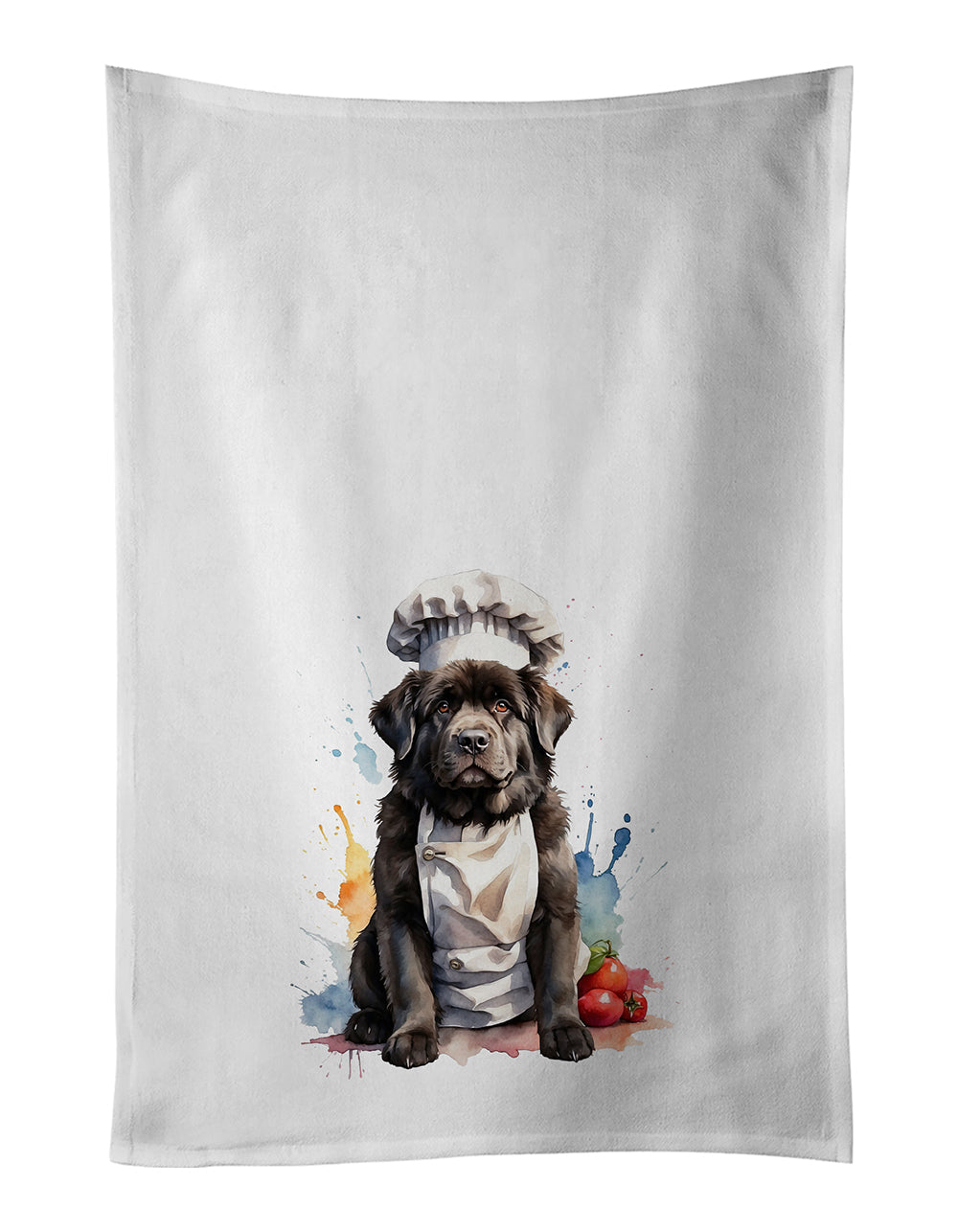 Newfoundland Chef Kitchen Towel Set of 2 White Dish Towels Decorative Bathroom Hand towel for Hand, Face, Hair, Yoga, Tea, Dishcloth, 19 X 28", White
