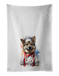 Norwegian Elkhound Chef Kitchen Towel Set of 2 White Dish Towels Decorative Bathroom Hand towel for Hand, Face, Hair, Yoga, Tea, Dishcloth, 19 X 28", White