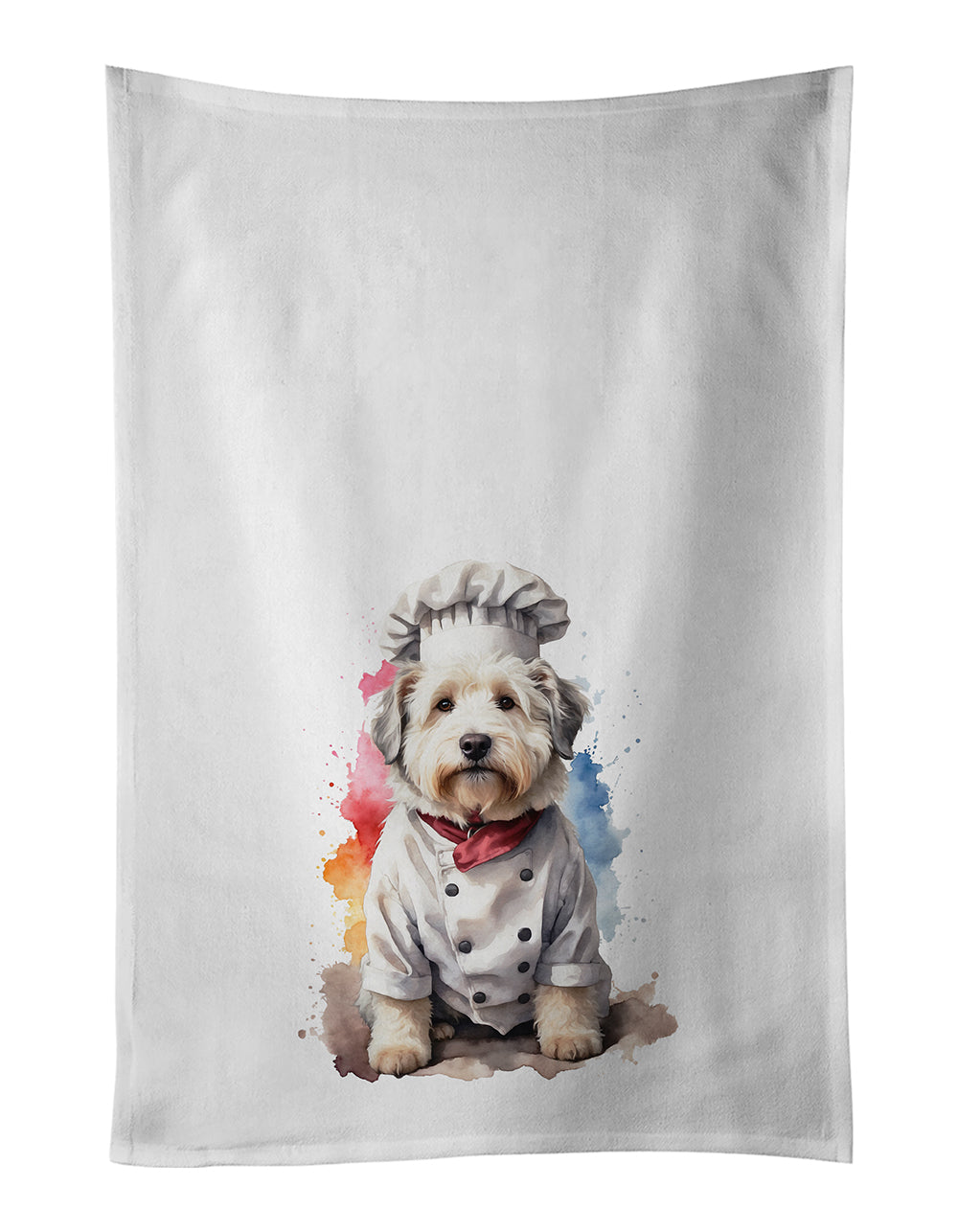 Old English Sheepdog Chef Kitchen Towel Set of 2 White Dish Towels Decorative Bathroom Hand towel for Hand, Face, Hair, Yoga, Tea, Dishcloth, 19 X 28", White
