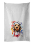 Otterhound Chef Kitchen Towel Set of 2 White Dish Towels Decorative Bathroom Hand towel for Hand, Face, Hair, Yoga, Tea, Dishcloth, 19 X 28", White