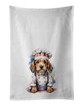 Petit Basset Griffon Vendeen Chef Kitchen Towel Set of 2 White Dish Towels Decorative Bathroom Hand towel for Hand, Face, Hair, Yoga, Tea, Dishcloth, 19 X 28", White