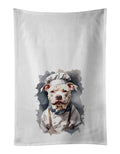 Pit Bull Terrier Chef Kitchen Towel Set of 2 White Dish Towels Decorative Bathroom Hand towel for Hand, Face, Hair, Yoga, Tea, Dishcloth, 19 X 28", White