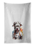 Pit Bull Terrier Chef Kitchen Towel Set of 2 White Dish Towels Decorative Bathroom Hand towel for Hand, Face, Hair, Yoga, Tea, Dishcloth, 19 X 28", White