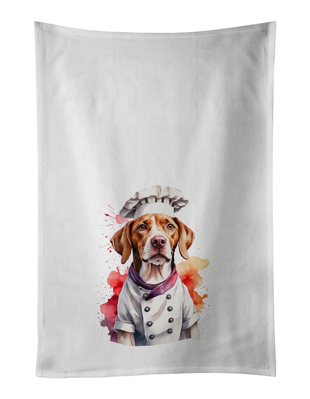 Pointer Chef Kitchen Towel Set of 2 White Dish Towels Decorative Bathroom Hand towel for Hand, Face, Hair, Yoga, Tea, Dishcloth, 19 X 28", White