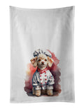 Poodle Chef Kitchen Towel Set of 2 White Dish Towels Decorative Bathroom Hand towel for Hand, Face, Hair, Yoga, Tea, Dishcloth, 19 X 28", White