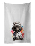Poodle Chef Kitchen Towel Set of 2 White Dish Towels Decorative Bathroom Hand towel for Hand, Face, Hair, Yoga, Tea, Dishcloth, 19 X 28", White