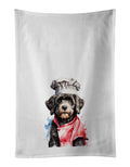 Portuguese Water Dog Chef Kitchen Towel Set of 2 White Dish Towels Decorative Bathroom Hand towel for Hand, Face, Hair, Yoga, Tea, Dishcloth, 19 X 28", White
