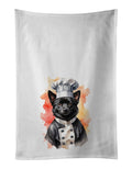Schipperke Chef Kitchen Towel Set of 2 White Dish Towels Decorative Bathroom Hand towel for Hand, Face, Hair, Yoga, Tea, Dishcloth, 19 X 28", White