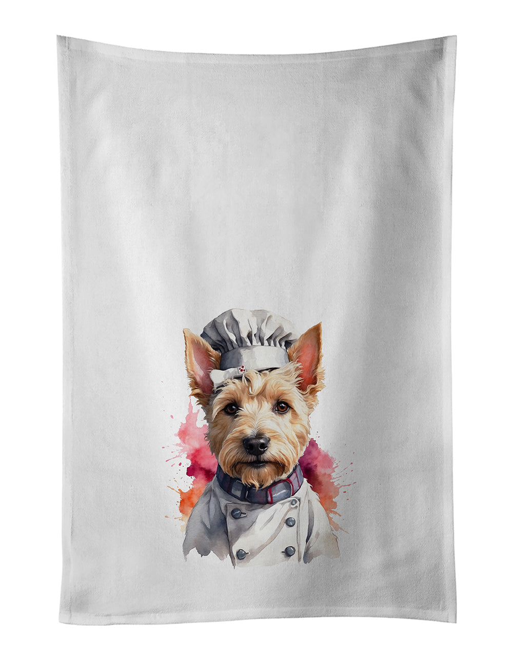 Scottish Terrier Chef Kitchen Towel Set of 2 White Dish Towels Decorative Bathroom Hand towel for Hand, Face, Hair, Yoga, Tea, Dishcloth, 19 X 28", White