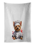 Silky Terrier Chef Kitchen Towel Set of 2 White Dish Towels Decorative Bathroom Hand towel for Hand, Face, Hair, Yoga, Tea, Dishcloth, 19 X 28", White