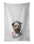 Skye Terrier Chef Kitchen Towel Set of 2 White Dish Towels Decorative Bathroom Hand towel for Hand, Face, Hair, Yoga, Tea, Dishcloth, 19 X 28", White
