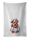 Staffordshire Bull Terrier Chef Kitchen Towel Set of 2 White Dish Towels Decorative Bathroom Hand towel for Hand, Face, Hair, Yoga, Tea, Dishcloth, 19 X 28", White
