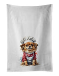 Tibetan Spaniel Chef Kitchen Towel Set of 2 White Dish Towels Decorative Bathroom Hand towel for Hand, Face, Hair, Yoga, Tea, Dishcloth, 19 X 28", White