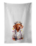 Vizsla Chef Kitchen Towel Set of 2 White Dish Towels Decorative Bathroom Hand towel for Hand, Face, Hair, Yoga, Tea, Dishcloth, 19 X 28", White