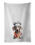 Weimaraner Chef Kitchen Towel Set of 2 White Dish Towels Decorative Bathroom Hand towel for Hand, Face, Hair, Yoga, Tea, Dishcloth, 19 X 28", White