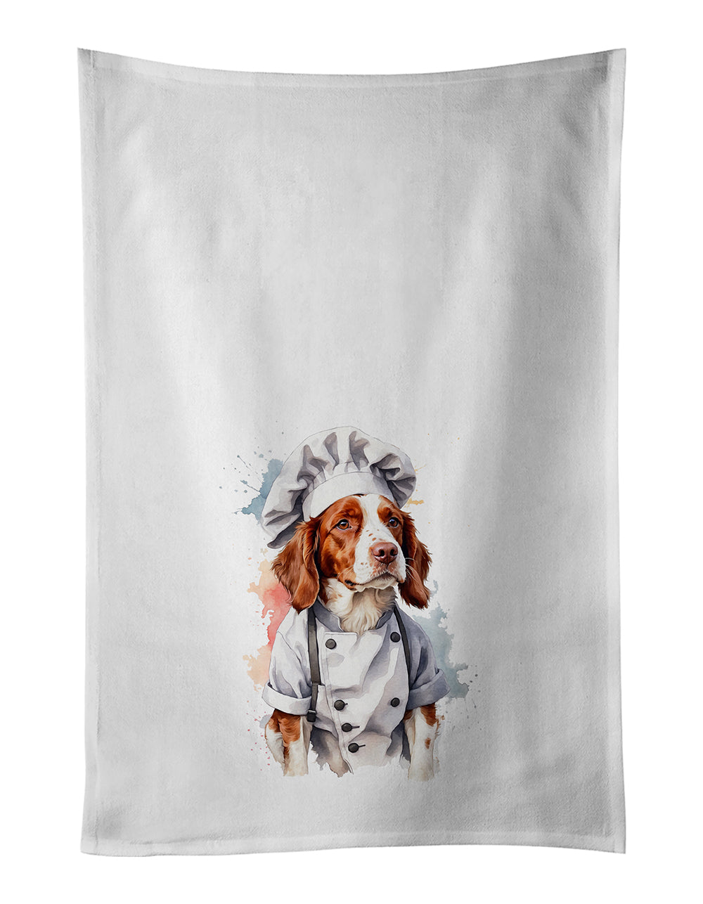 Welsh Springer Spaniel Chef Kitchen Towel Set of 2 White Dish Towels Decorative Bathroom Hand towel for Hand, Face, Hair, Yoga, Tea, Dishcloth, 19 X 28", White