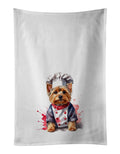 Yorkshire Terrier Chef Kitchen Towel Set of 2 White Dish Towels Decorative Bathroom Hand towel for Hand, Face, Hair, Yoga, Tea, Dishcloth, 19 X 28", White