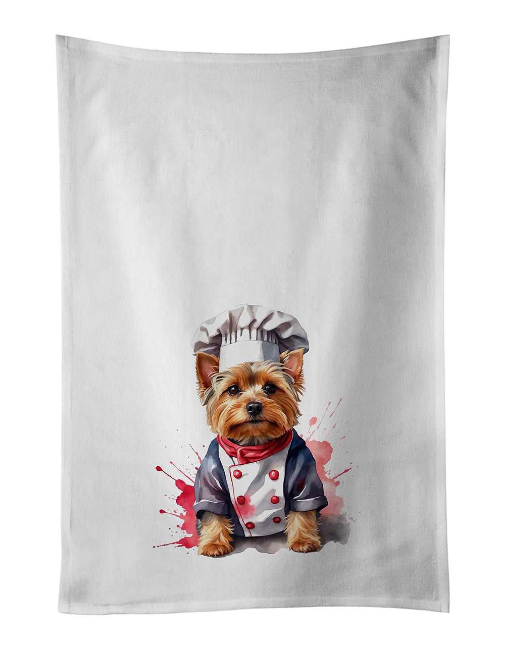 Yorkshire Terrier Chef Kitchen Towel Set of 2 White Dish Towels Decorative Bathroom Hand towel for Hand, Face, Hair, Yoga, Tea, Dishcloth, 19 X 28", White