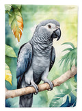 African Grey Parrot House Flag 28x40 Porch Sleeve Pole Decorative Outside Yard Banner Artwork Wall Hanging, Polyester