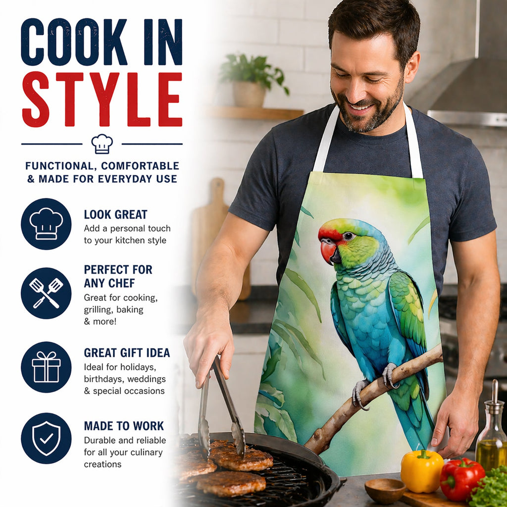 African Ringneck Parrot Apron Cooking Kitchen Server Baking Crafts Gardening for Adult Women Men, Unisex, Large, Multicolor