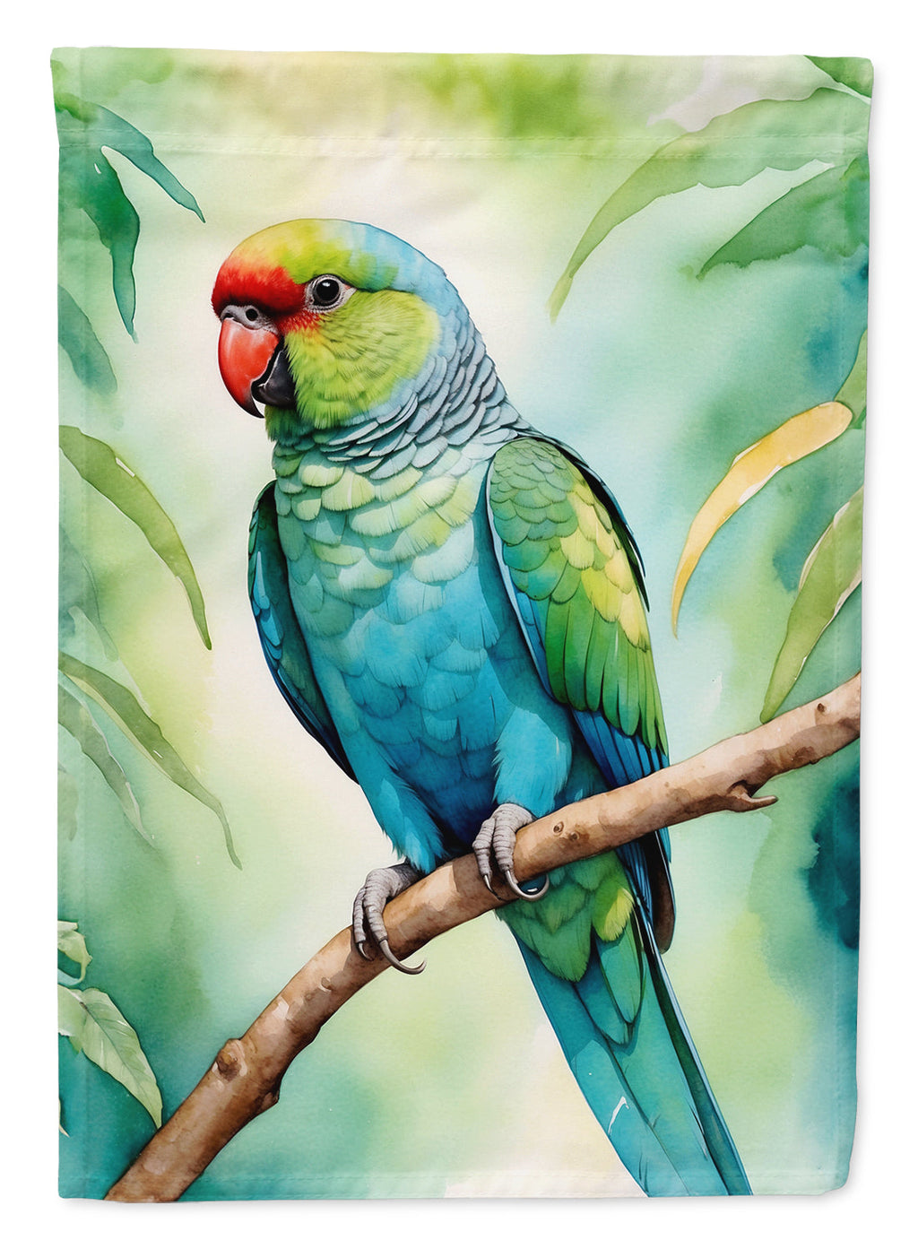 African Ringneck Parrot House Flag 28x40 Porch Sleeve Pole Decorative Outside Yard Banner Artwork Wall Hanging, Polyester