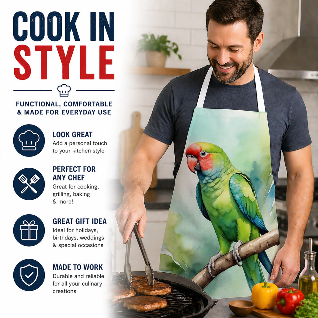 African Ringneck Parrot Apron Cooking Kitchen Server Baking Crafts Gardening for Adult Women Men, Unisex, Large, Multicolor
