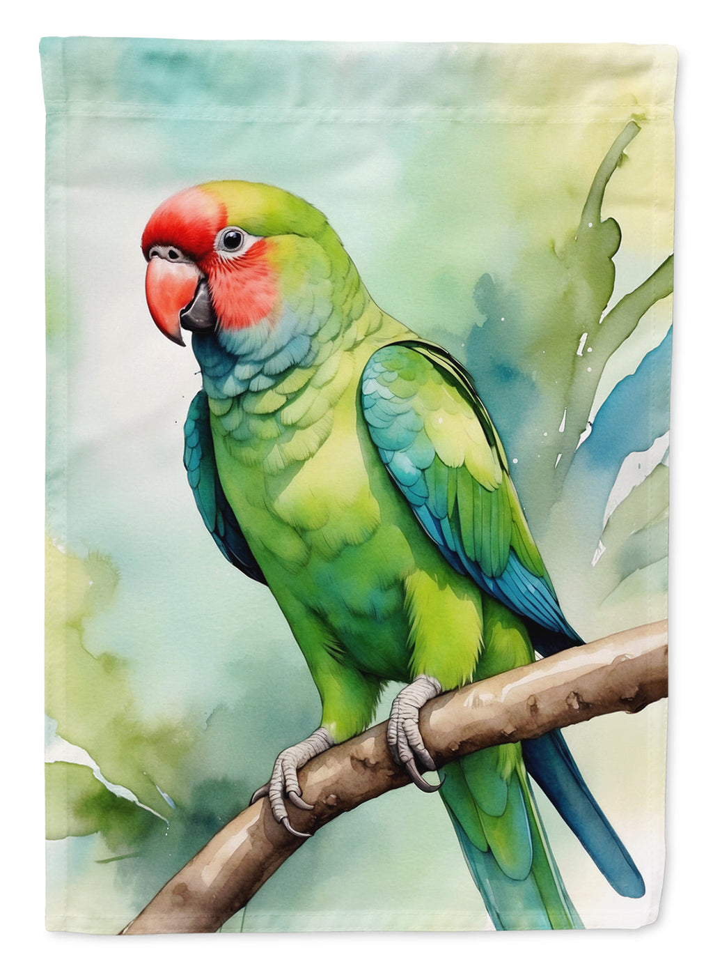 African Ringneck Parrot House Flag 28x40 Porch Sleeve Pole Decorative Outside Yard Banner Artwork Wall Hanging, Polyester