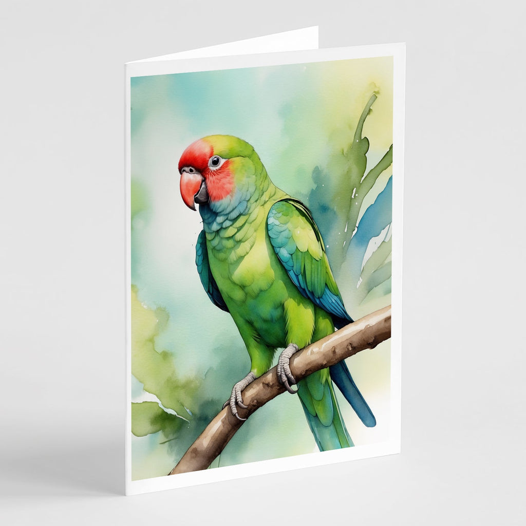 African Ringneck Parrot Greeting Cards Pack of 8 Blank Cards with Envelopes Whimsical A7 Size 5x7