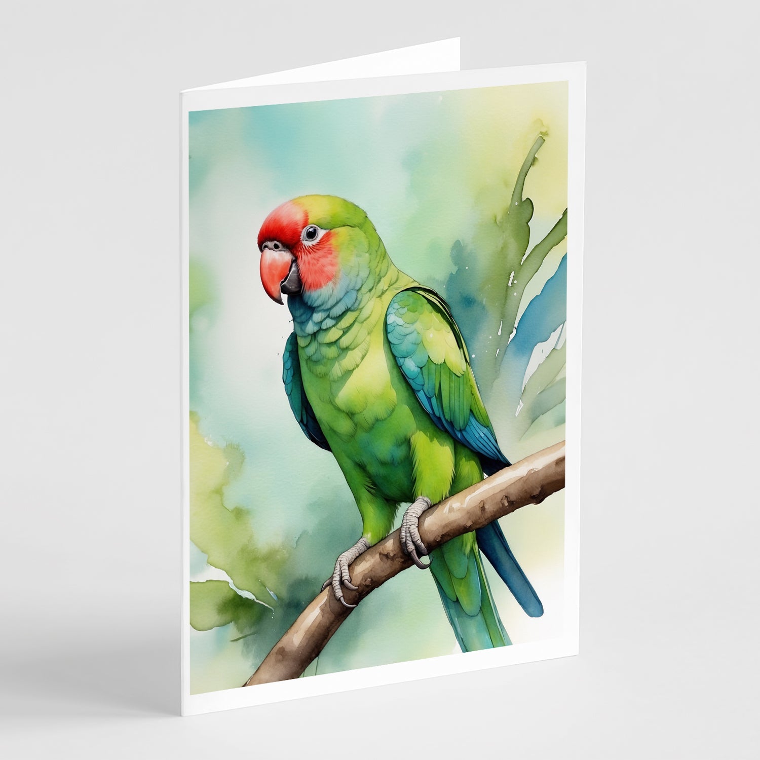 African Ringneck Parrot Greeting Cards Pack of 8 Blank Cards with Envelopes Whimsical A7 Size 5x7