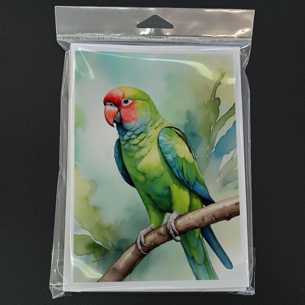 African Ringneck Parrot Greeting Cards Pack of 8 Blank Cards with Envelopes Whimsical A7 Size 5x7