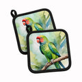 African Ringneck Parrot Pot Holder Set of 2 Heat Resistant Quilted Hot Pads 7.5 x 7.5 Inch, Insulated Kitchen Trivets for Cooking & Baking