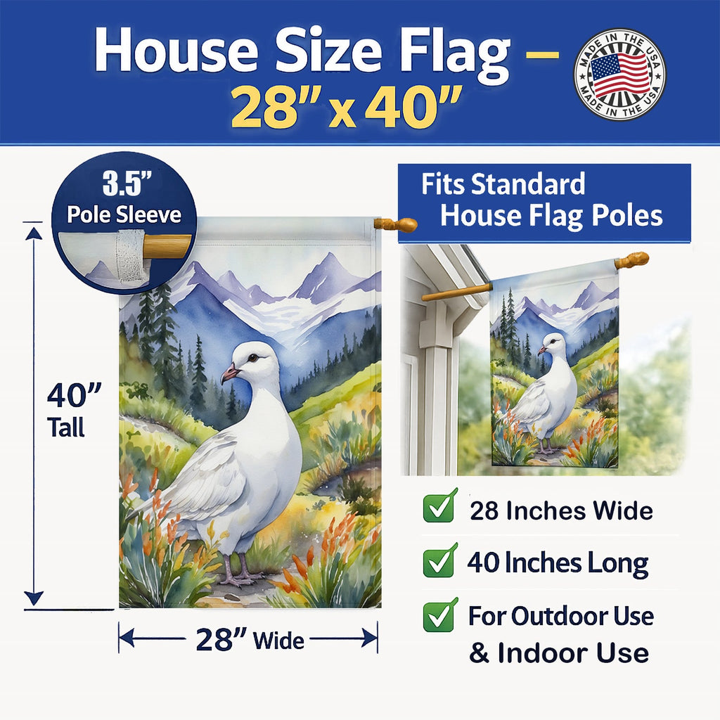 Alaska Willow Ptarmigan House Flag 28x40 Porch Sleeve Pole Decorative Outside Yard Banner Artwork Wall Hanging, Polyester