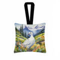 Alaska Willow Ptarmigan Hanging Square Fabric Ornament 3.5 × 3.5 Decorative Door-Knob & Tree Hanger, Soft Fabric