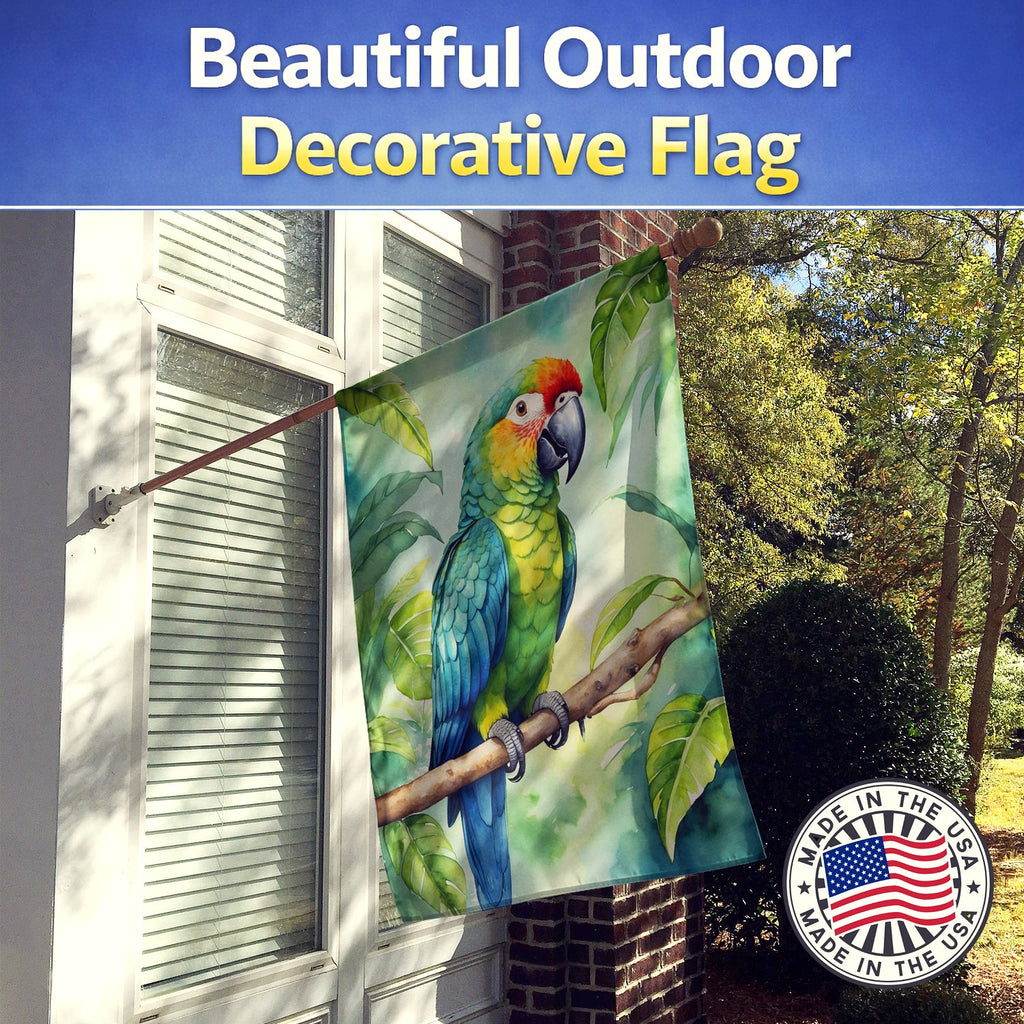 Amazon Parrot House Flag 28x40 Porch Sleeve Pole Decorative Outside Yard Banner Artwork Wall Hanging, Polyester