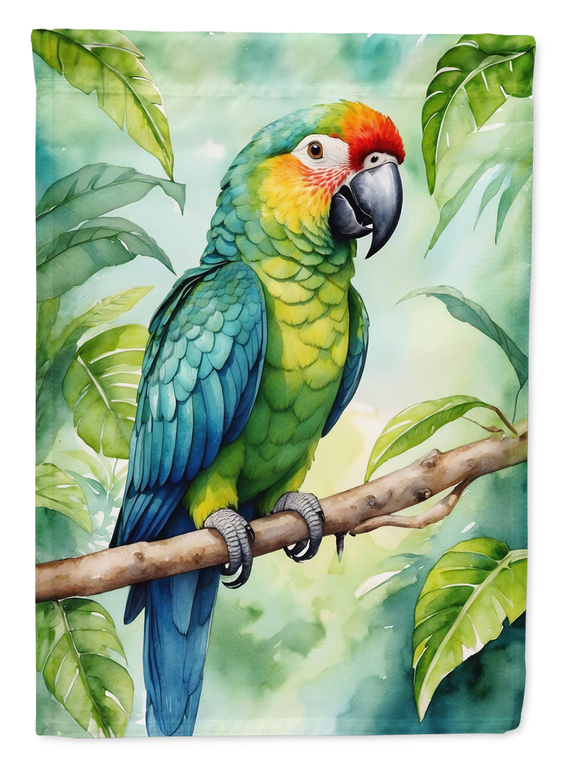 Amazon Parrot House Flag 28x40 Porch Sleeve Pole Decorative Outside Yard Banner Artwork Wall Hanging, Polyester