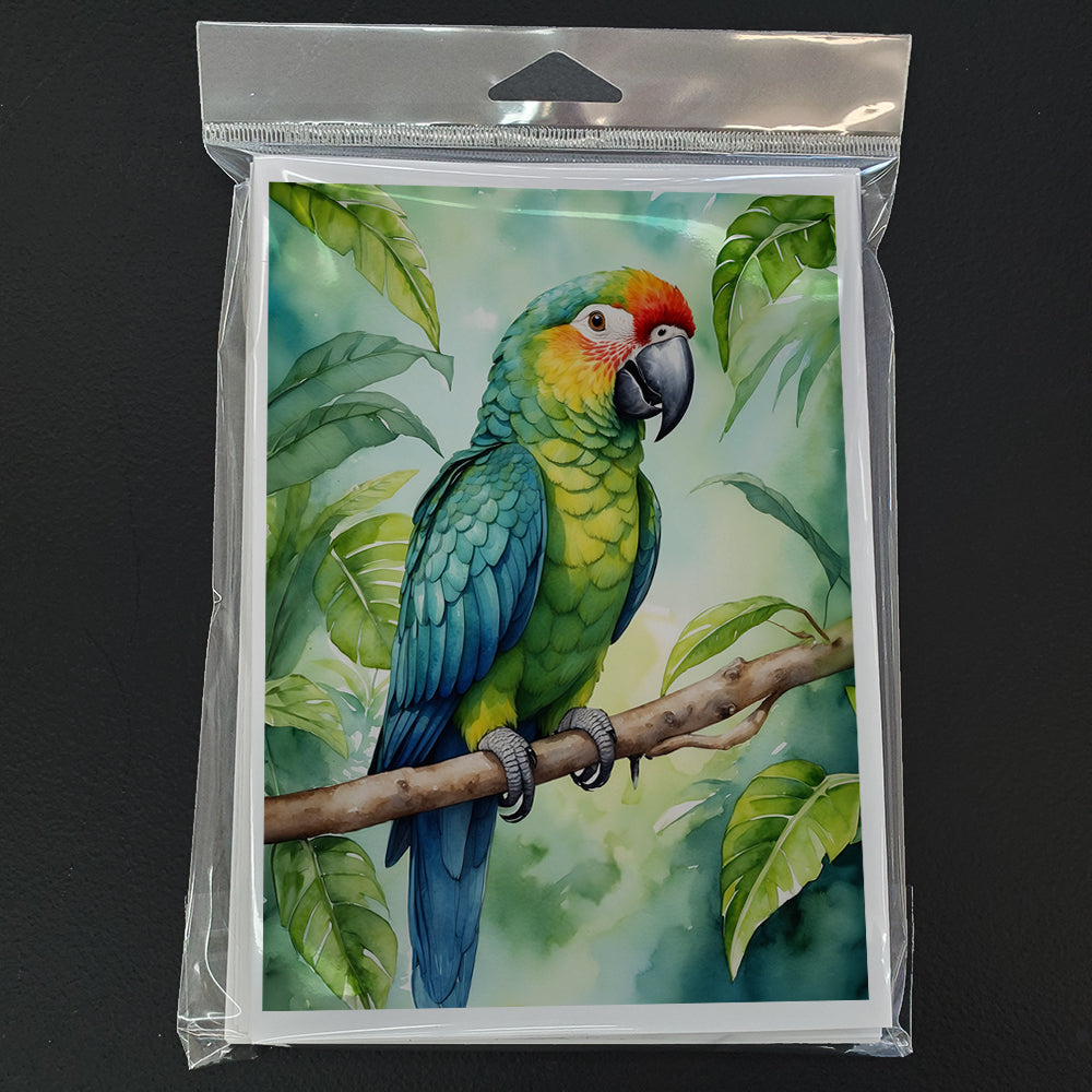 Amazon Parrot Greeting Cards Pack of 8 Blank Cards with Envelopes Whimsical A7 Size 5x7