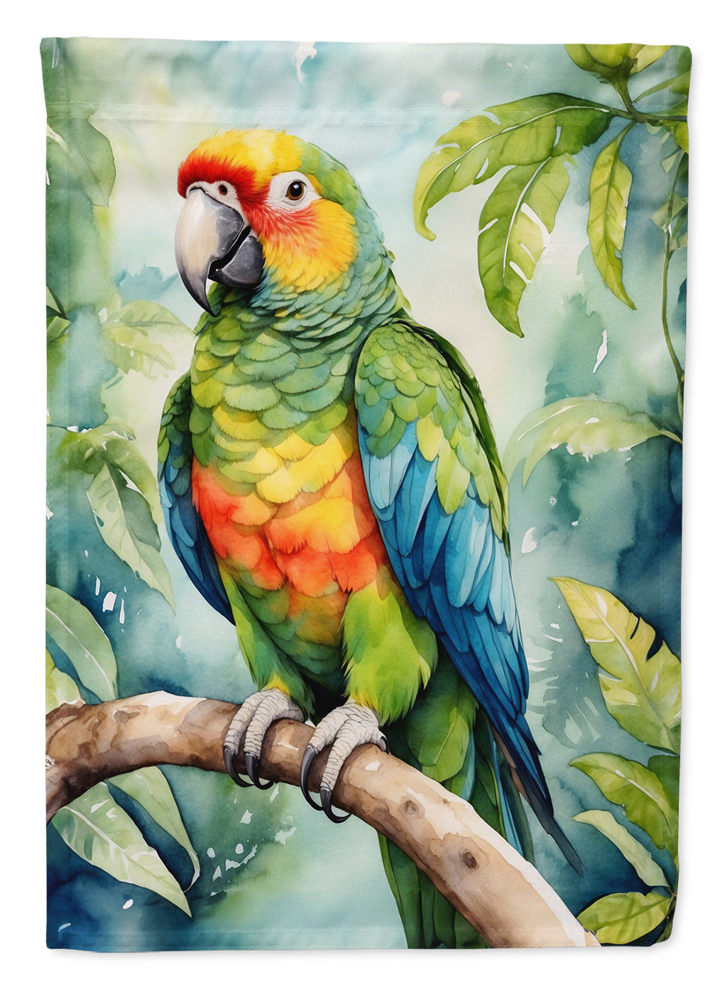 Amazon Parrot House Flag 28x40 Porch Sleeve Pole Decorative Outside Yard Banner Artwork Wall Hanging, Polyester
