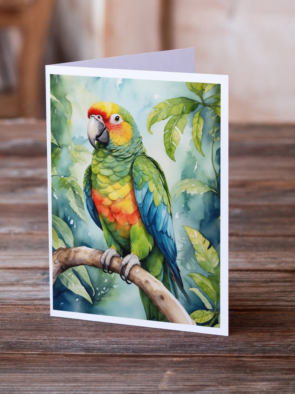 Amazon Parrot Greeting Cards Pack of 8 Blank Cards with Envelopes Whimsical A7 Size 5x7