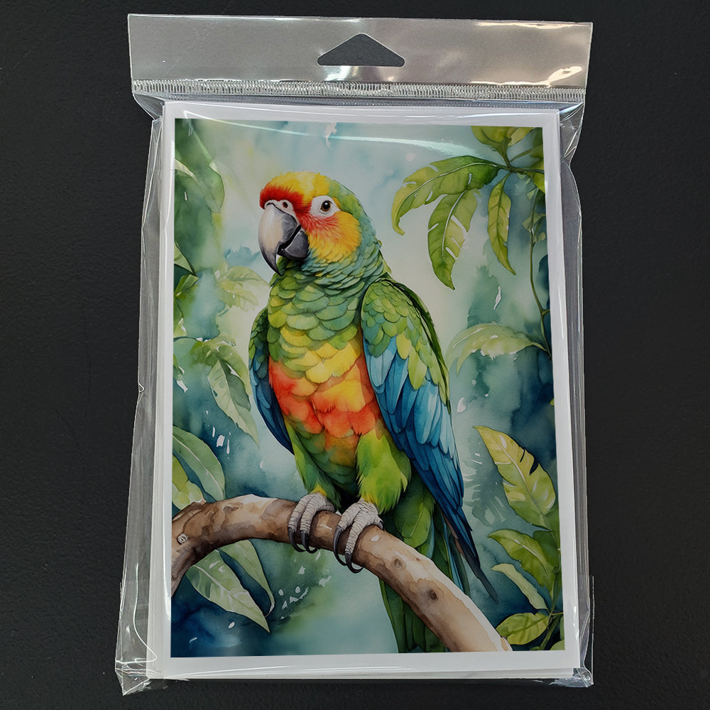 Amazon Parrot Greeting Cards Pack of 8 Blank Cards with Envelopes Whimsical A7 Size 5x7