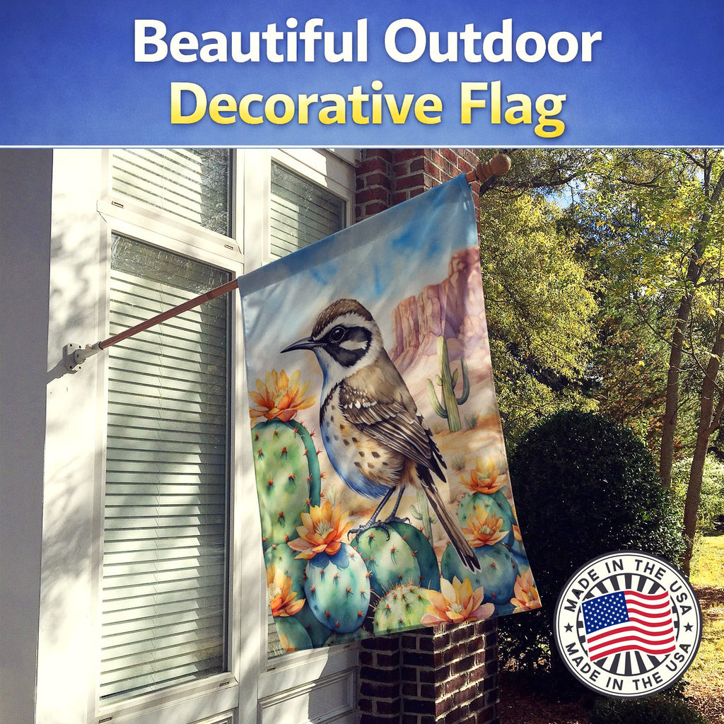 Arizona Cactus Wren House Flag 28x40 Porch Sleeve Pole Decorative Outside Yard Banner Artwork Wall Hanging, Polyester