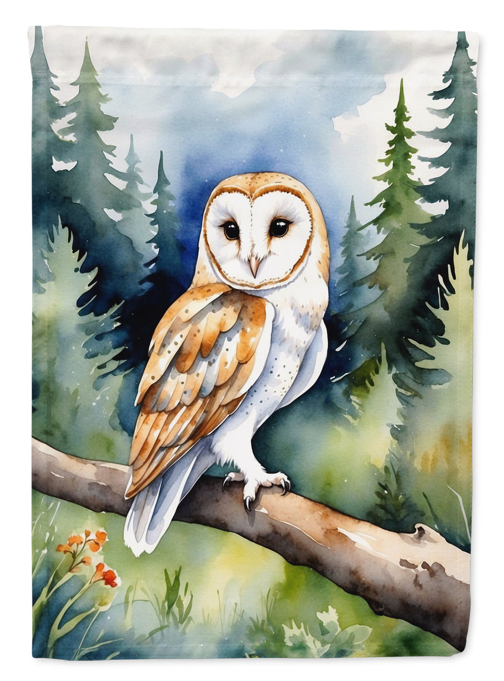Barn Owl House Flag 28x40 Porch Sleeve Pole Decorative Outside Yard Banner Artwork Wall Hanging, Polyester