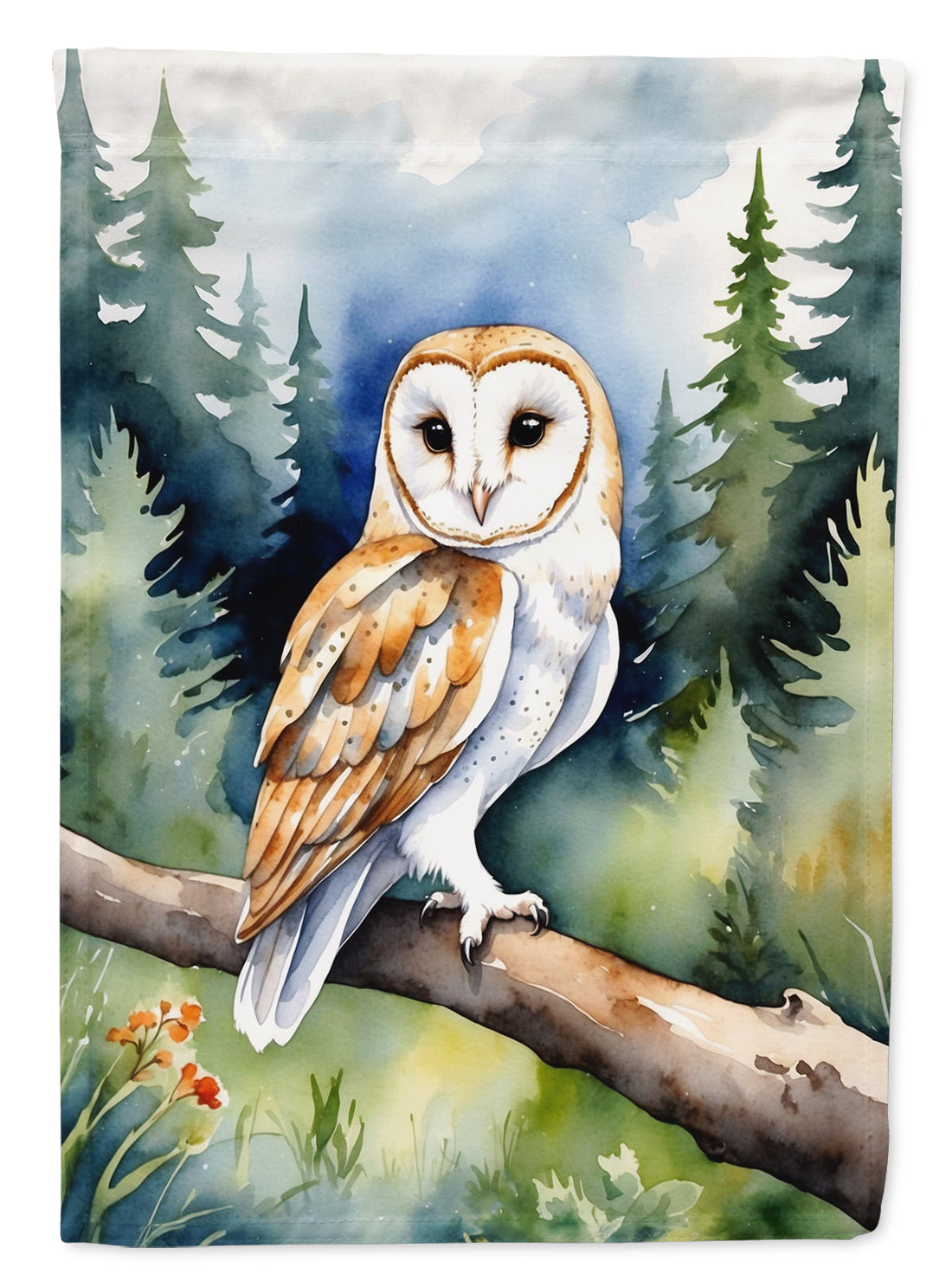 Barn Owl House Flag 28x40 Porch Sleeve Pole Decorative Outside Yard Banner Artwork Wall Hanging, Polyester