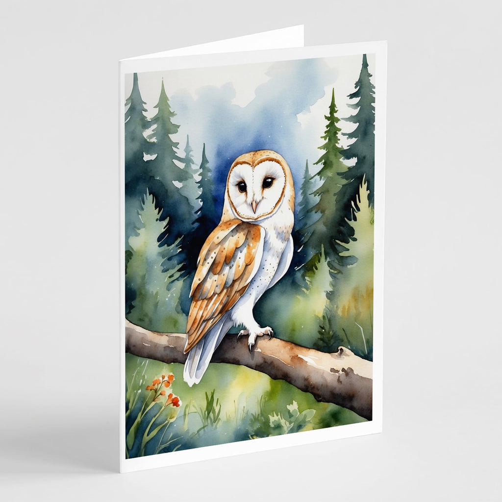 Barn Owl Greeting Cards Pack of 8 Blank Cards with Envelopes Whimsical A7 Size 5x7