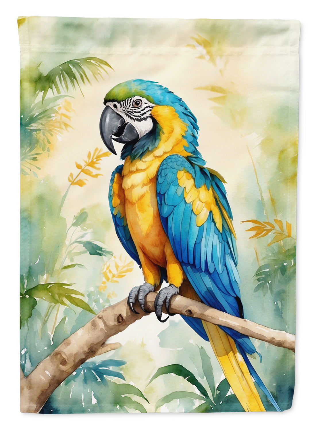 Blue and Gold Macaw House Flag 28x40 Porch Sleeve Pole Decorative Outside Yard Banner Artwork Wall Hanging, Polyester