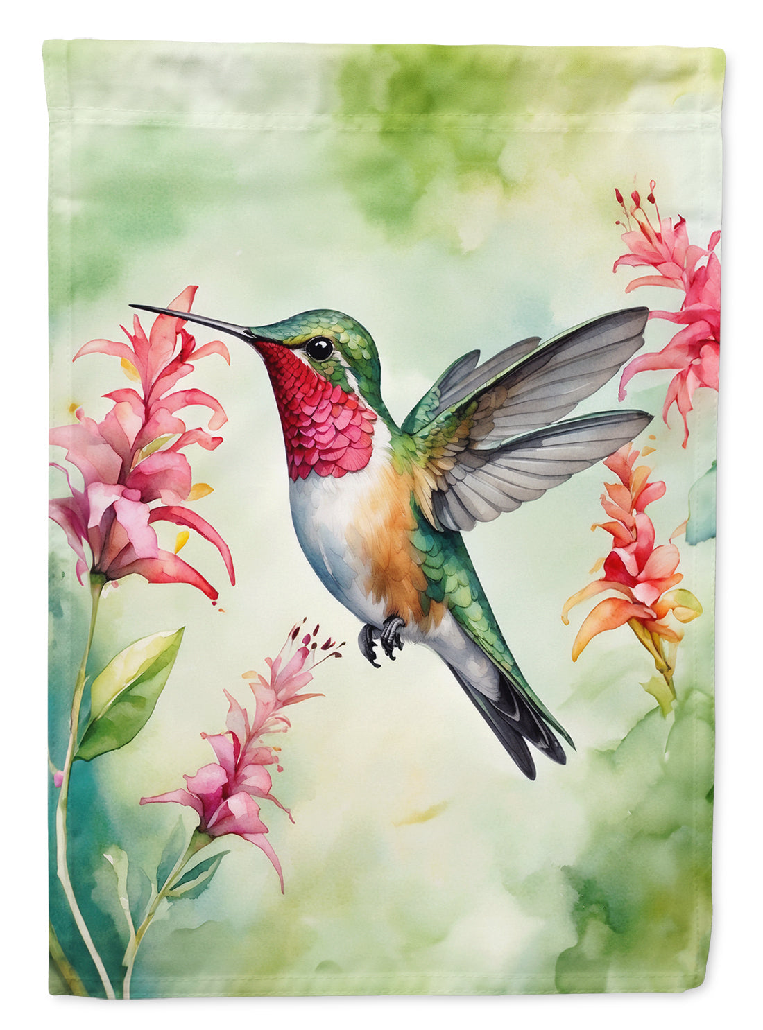 Broadtailed Hummingbird House Flag 28x40 Porch Sleeve Pole Decorative Outside Yard Banner Artwork Wall Hanging, Polyester