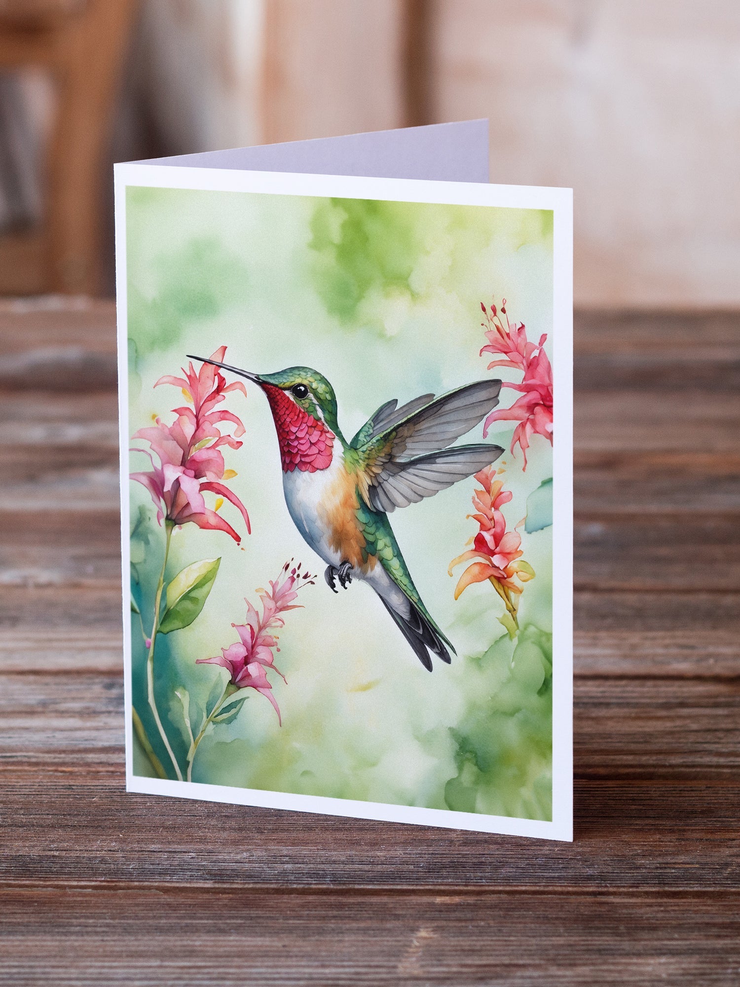 Broadtailed Hummingbird Greeting Cards Pack of 8 Blank Cards with Envelopes Whimsical A7 Size 5x7