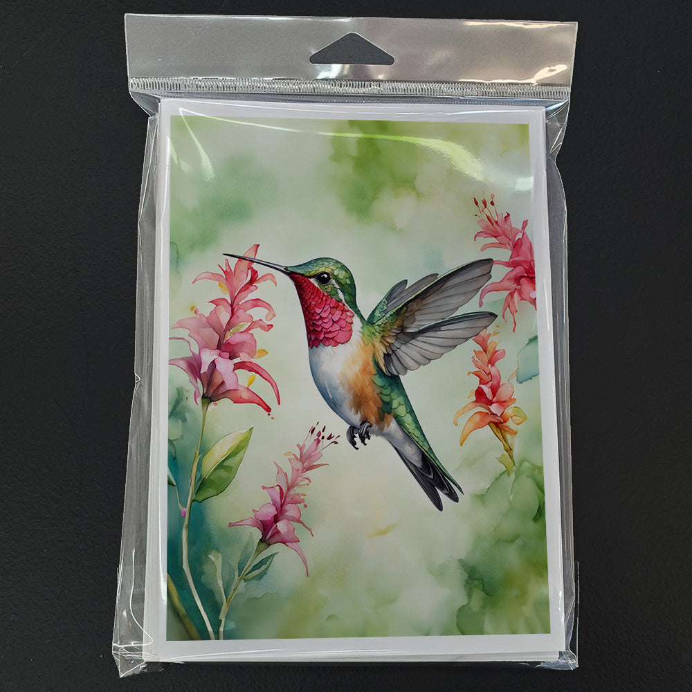 Broadtailed Hummingbird Greeting Cards Pack of 8 Blank Cards with Envelopes Whimsical A7 Size 5x7