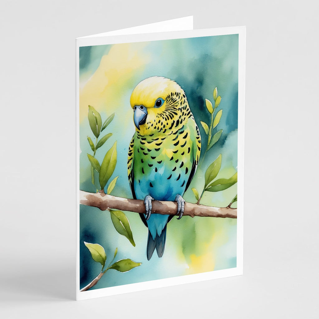 Budgerigar Greeting Cards Pack of 8 Blank Cards with Envelopes Whimsical A7 Size 5x7
